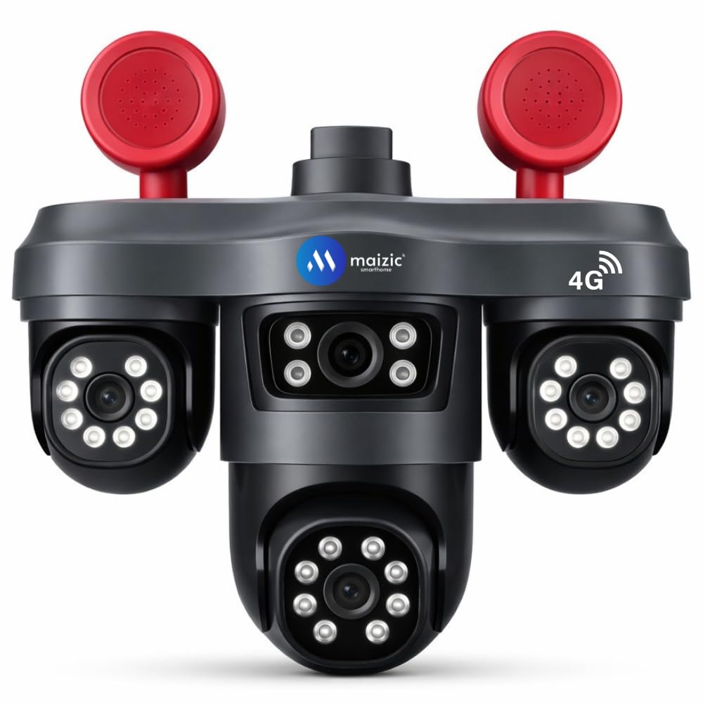 Maizic Smarthome TRIGENIE Siren 4G Black 5MP×3 Triple Lens AI PTZ Outdoor Security Camera | 360° Pan View | Color Night Vision | Human Detection | 2-Way Audio | IP67 Waterproof-picture-12