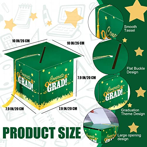 Image of Outus 2026 Grad Card Box with Tassel Congrats Graduation Cap Card Holder for Graduation Gift Box Party Supplies(Green,Stylish)
