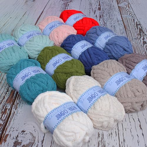 Image of 6 Pack ThreadArt Chunky Chenille Yarn for Hand Knitting, Jumbo, Red | Soft jumbo chenille yarn for hand knit and crochet. Make blankets, plushies & crochet projects. DIY quick projects.