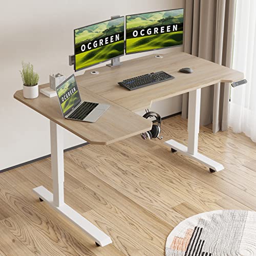 Ocgreen Escritorio Ajustable En Altura Escritorio Eléctrico Ajustable En Altura Con Tablero De Mesa Escritorio Telescópico De 2 Plegados Con Control De Memoria, Tablero De Empalme 150 L Form, Roble Ocgreen Escritorio Ajustable En Altura Escritorio Eléctrico Ajustable En Altura Con Tablero De Mesa Escritorio Telescópico De 2 Plegados Con Control De Memoria, Tablero De Empalme 150 L Form, Roble