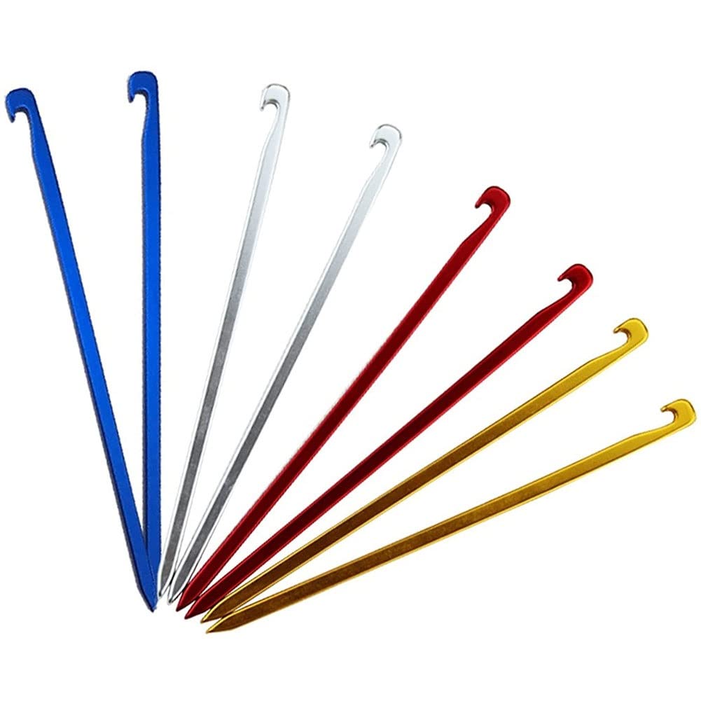 Piquets de Tente 10 pièces Piquets de Tente en Alliage d'aluminium Clou carré Ultraléger 16 cm, Piquets de Tente en métal/Accessoires de Tente pour Le Camping, la randonnée, la randonnée (Couleur: A