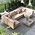 Grand patio 7-Piece Wicker Patio Furniture Set, Boho Outdoor Conversation Set Sectional Sofa with Water Resistant Thick Cushions and Coffee Table, Beige
