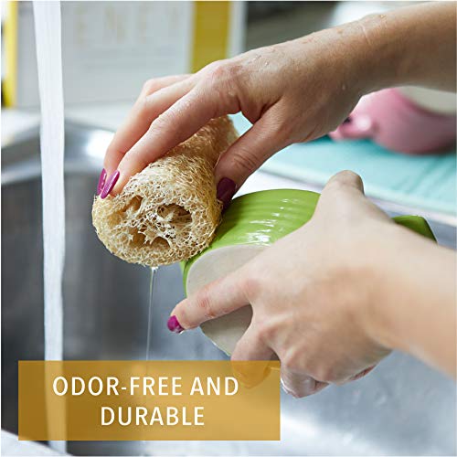 Image of ENEY Eco-Friendly Natural Washing Up Dish Sponge | 100% Plant-Based Biodegradable | Three Pack of Non-Odor Kitchen Sponges | Sustainable Unbleached Loofah | Plastic-Free