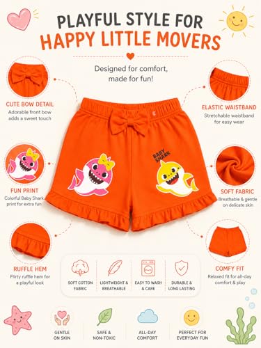 Image of BODYCARE KIDS Infant Baby Girls Cotton Antiviral Printed Shorts | Soft Breathable Elastic Waist Casual for Toddlers & Infants | Comfortable Summer Baby Bottoms for Girls
