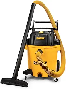 DEWALT DXV16PA 16 Gallon Poly Wet/Dry Vac/Acc, 6.5HP Shop Vacuum Wet/Dry for Jobsite/Workshop, Yellow