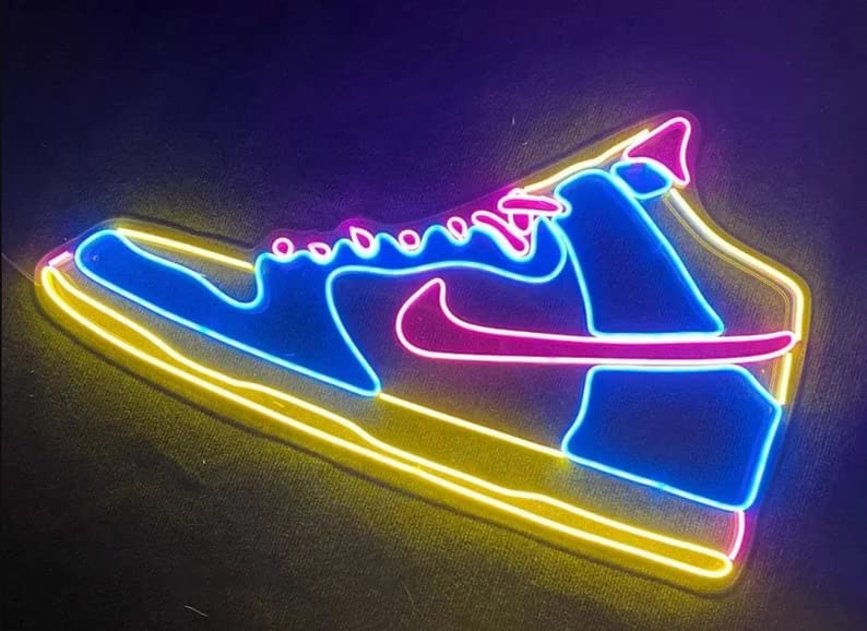 VYNES SNEAKER LED Neon Signs Light LED Art Decorative Sign - Wall Decor/Table Decor, Home Decor for Wedding Party Kids Room Living Room House Bar Pub Hotel Beach (Blue, Yellow, Pink)