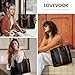 LOVEVOOK Laptop Tote Bag for Women,Vintage Leather Work Tote Bag for Women, 15.6 Inch Computer Briefcase Bag,Waterproof Teacher Business Office