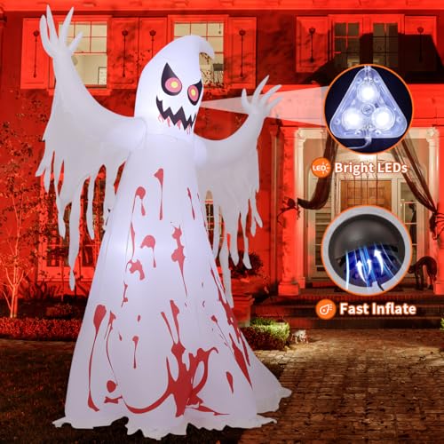 Image of GOOSH 8.2 FT Giant Halloween Inflatable Ghost - Outdoor Blow Up Yard Decoration with Bright LED Lights, Weather-Resistant, Fast Inflation, Great for Party Garden Lawns