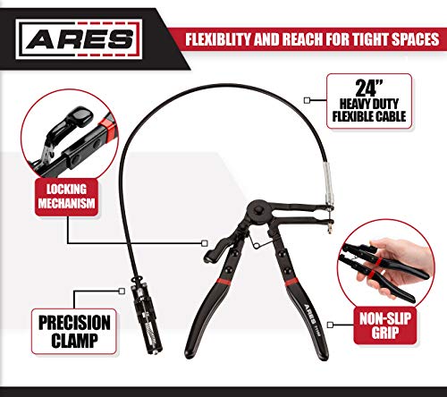 ARES 71100 - Flexible Hose Clamp Plier - 24-Inch Heavy Duty Cable Flexes for Use in Any Position - Works on 18mm-54mm Hose Clamps