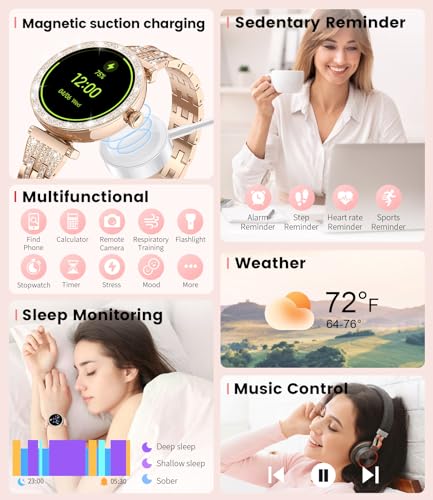 LIGE Smart Watch for Women, 1.19'' HD AMOLED Screen Smartwatches with Bluetooth Call/HR/Sleep Monitor, IP68 Ladies Fitness Watches with 100+Sports for iOS Android, Rose Gold - Image 6