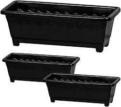 Kit 3 Vasos Jardineira Floreira grande 9,5L - Preto