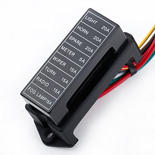 KKmoon 8 Way DC32V Circuit Blade Fuse Box Fuse Block Fuse Holder ATC ATO 2-input 8-ouput Wire for Bus Ship Tanker Trailer Car Coat