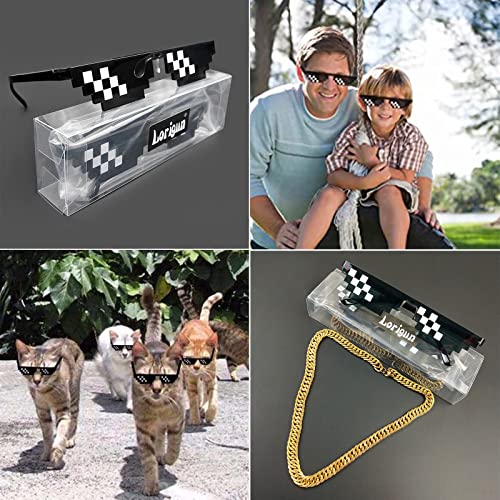 Lorigun Thug Life Glasses Pixel Sunglasses for Party, Deal with it Glasses Bachelor Party Decor4
