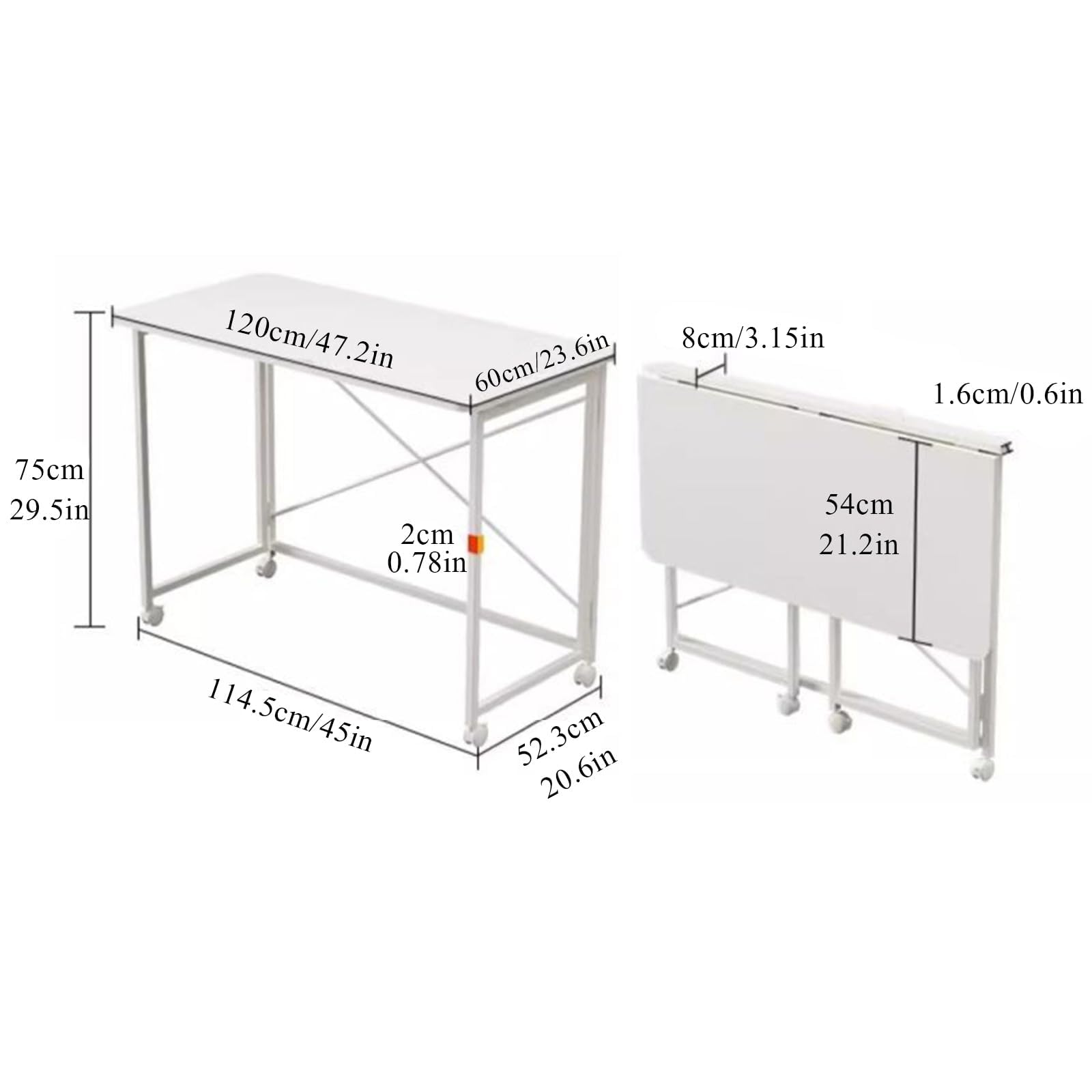 SDdPulse Scrivania pieghevole per laptop per divano e letto, tavolo mobile portatile con ruote, piccola scrivania in piedi per piccoli spazi, carrello per computer per casa, ufficio, camera da letto e