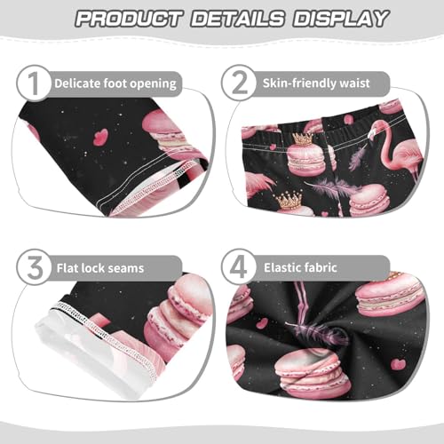 Flamingo Macarons Girls' Leggings Toddler Doodles Pink Flamingo Kids Yoga Pants Dance Active Tights 4T3