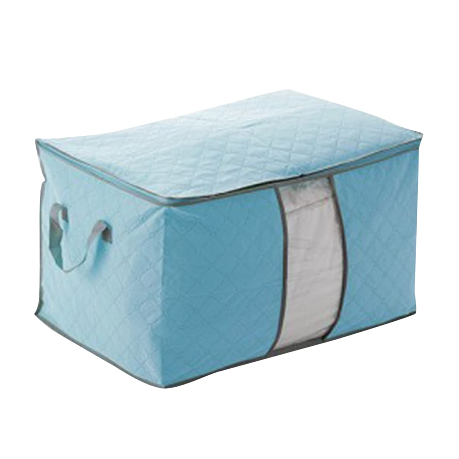 Fossean Blue 90L Large Capacity Foldable Storage Bag Organizers With Large Clear Window & Carry Handles, Zippered Cubes For Comforters, Blankets, Bedding (, 60X42x36cm)