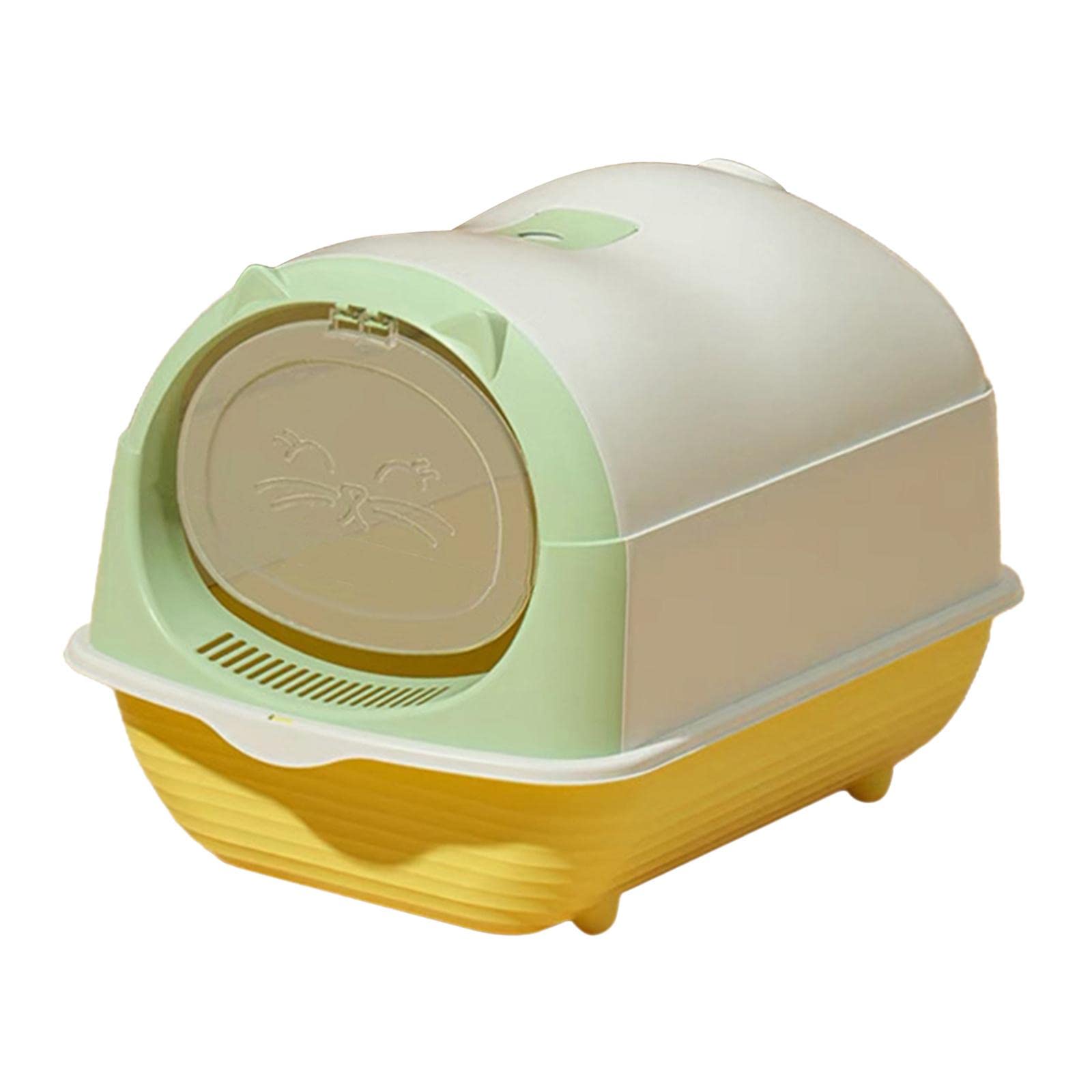 Bothyi Hooded Cat with Lid, Fully Enclosed Large Cat Toilet with Front Door, Easy Tidy Detachable Large Cat Kitten Potty Pet Supplies, Light Green