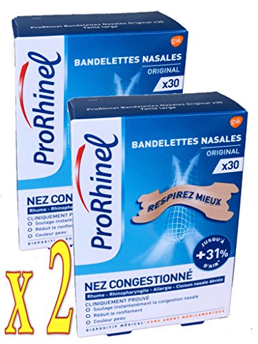Prorhinel Bandelettes Nasales Original - Respir ACTIV - Respirez Mieux - Lot de 2 Boites de 30 Bandelettes (2)