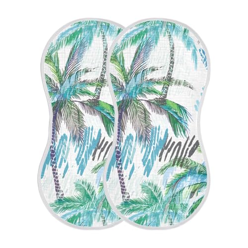 Palm Trees Bright White Burp Cloths for Babies Burp Rag Cotton Spit Up Rag for Baby Boy Girl