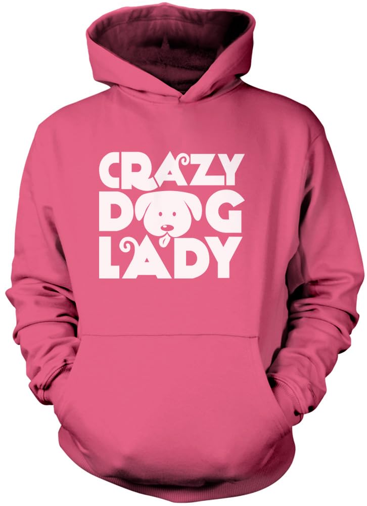 Crazy Dog Lady - Unisex Hoodie - Pet Dog Owner Doggy Mum Puppy M Pink