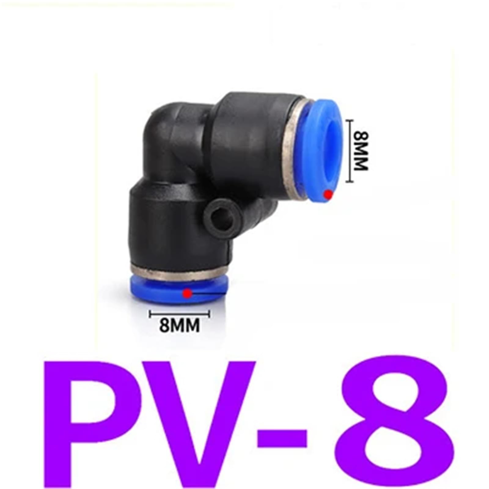 Pneumatyczne szybkozłączki z tworzywa sztucznego typu L PV do węży i rur 4, 6, 8, 10, 12, 14 i 16 mm. Złącze wtykowe PVG (1 sztuka) (PV-8)