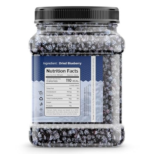Image of Earthy Eats Dried Blueberry 800g (2 x 400g), Natural Tangy Fruit Snack for Snacking, Baking, and Desserts, Bite-Sized Pieces, Healthy and Flavorful Dried Fruit