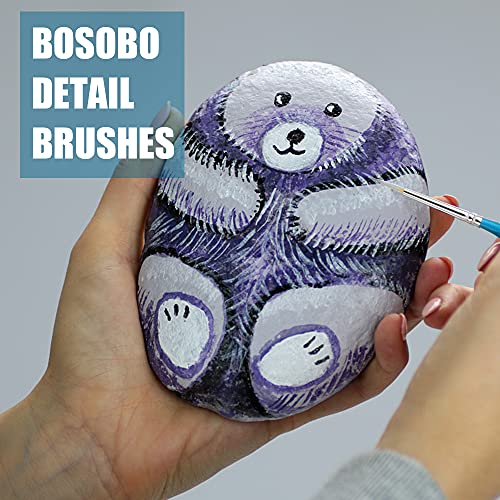 Bosobo Miniature Paint Brushes Detail Set, 6 Pcs Fine Tipped Small Artist Paintbrushes For Acrylic Oil Watercolor Painting, Rock, Micro Model, Nail Art, Craft & Paint By Number, Travel Case Included #TOP6