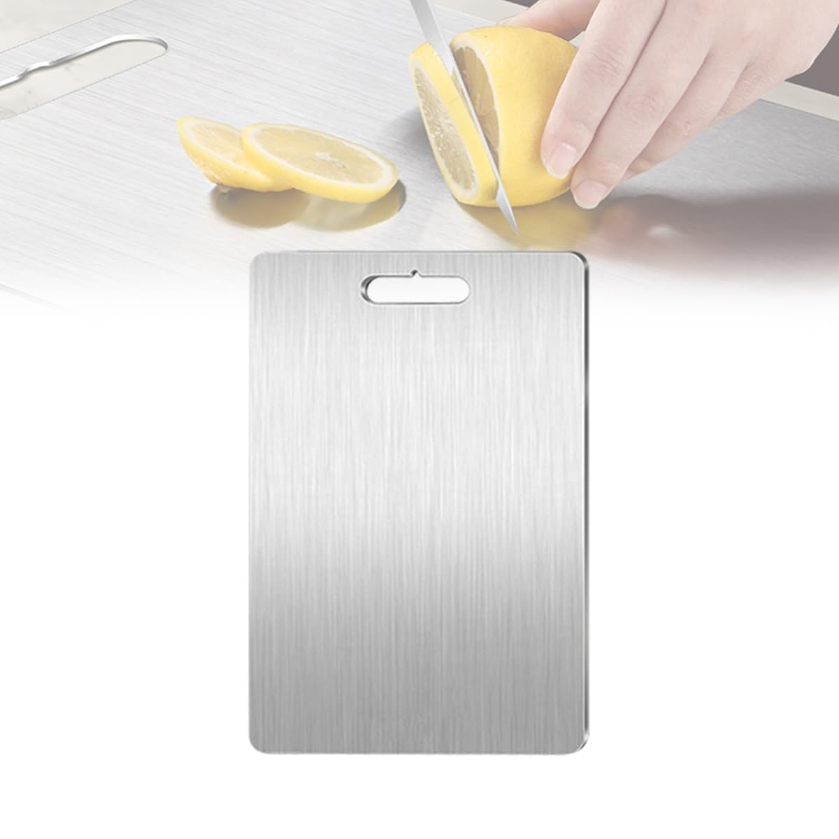 Tagliere In Titanio 25x15 Cm – Acciaio Inox 304 Alimentare, Bifacciale, Antifungino, Lavabile In Lavastoviglie