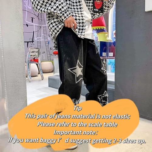 Vintage Men's Korean Denim Pants Y2K Cltohes Streetwear Printed Patchwork Male Baggy Jeans Straight Trousers4