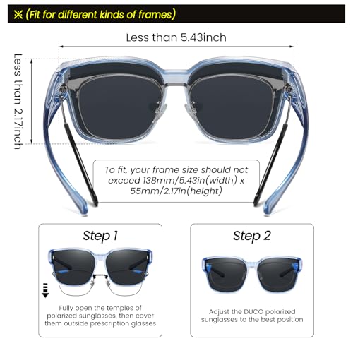 Image of DUCO Fit Over Sunglasses for Men Women Wear Over Glasses Retro Wrap Around Polarized Sun Glasses UV400 Protection DC8981