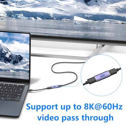 Image of Tobfit USB C Adapter 40Gbps(2 Pack), USB-C Male to Female Adapter 4.0 Type C Data Transfer Connector Compatible for Samsung, MacBook and More Type-C Device-Straight