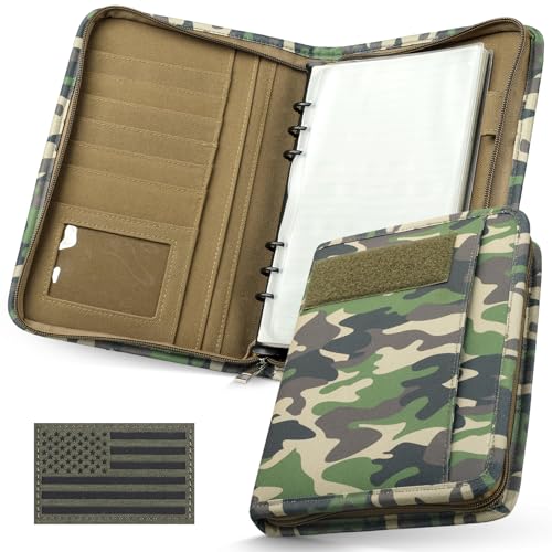 WYNEX Tactical Notebook Padfolio Ring Binder - Refillable 6-Ring A5 Binder, Zip Hardcover Notebook with 80 Pages, Water-Resistant Notebook Cover for Planners, College, Office, Field, Gift