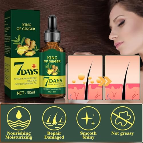 Biotin Hair Growth Serum for Hair Loss Regrowth Treatment for Women & Men, 100% Pure Natural Ginger Essential Oil, 2 Fl Oz / 30ML (2 PCS)