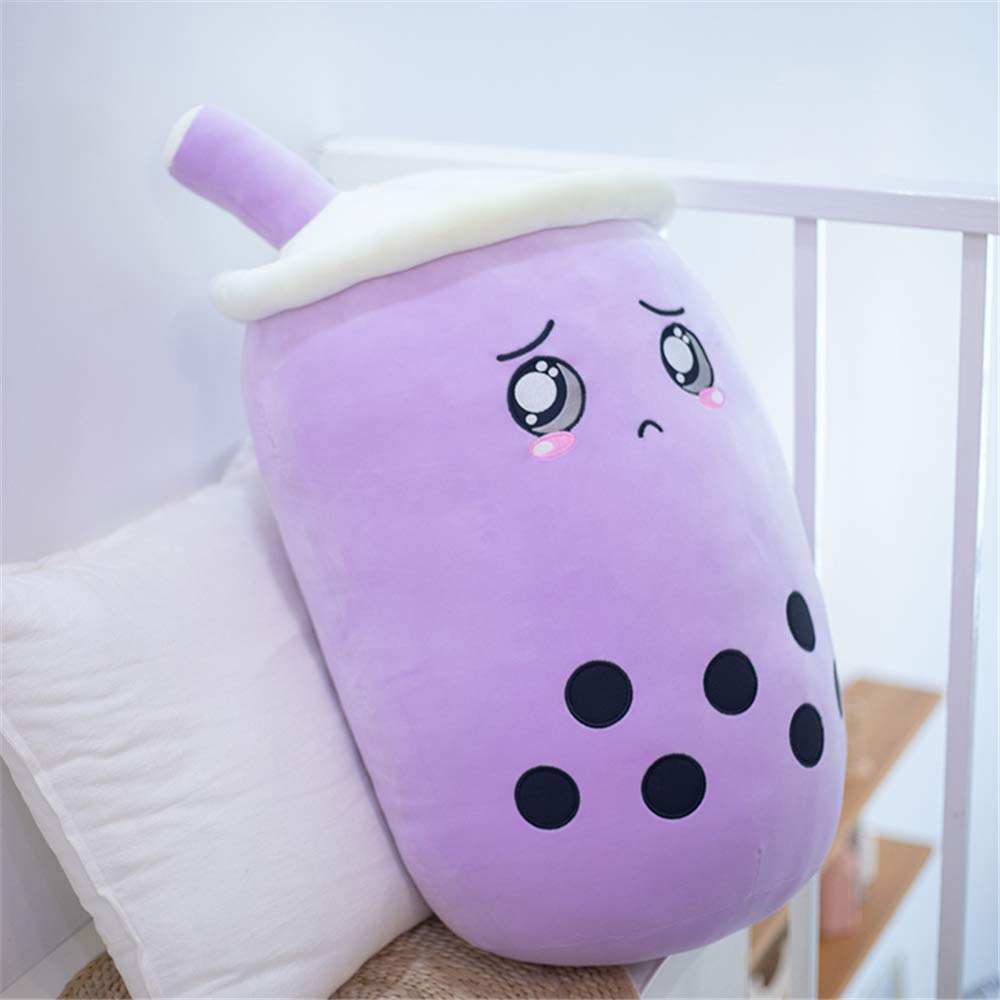 KOWAKA Bubble Tea Cup Plush Toy Soft Stuffed Boba Mile Tea Throw Pillow (M 35cm, Purple Taro)