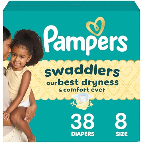 Pampers Swaddlers Diapers, Size 8 (30+ lbs), 38 Count, Absorbent, Keeps Baby Dry and Comfortable, Skin Safe Disposable Baby Diaper (Packaging May Vary)