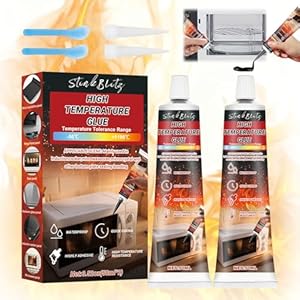 Hochtemperaturkleber, Hochte... Klebstoff, Hitzebeständiger Kleber Schwarz, Ofenschnurkleber, Backofen Kleber, Kleber Hitzebeständig über 1000°C, Ideal für Backöfen Glas, Elektroherde, Herdplatten