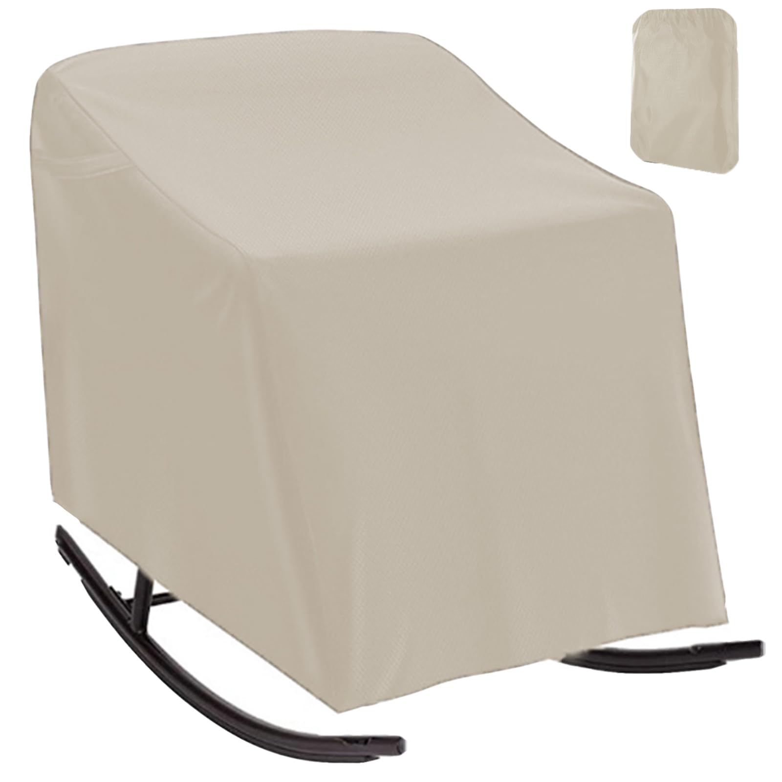 Crysterris Beige Rocking Chair Cover Waterproof 420D Oxford Windproof Balcony Porch Rocker Chair Cover ,Patio Garden Outdoor Single Furniture Protective Covers For Reclining Chai(Size:210d：70*97*99Cm,Color:beige)