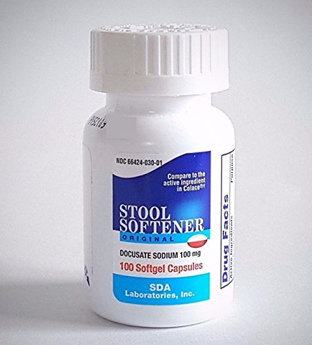 SDA Laboratories Docusate Sodium 100mg 100 Count Softgel Capsules (Pack of 2)