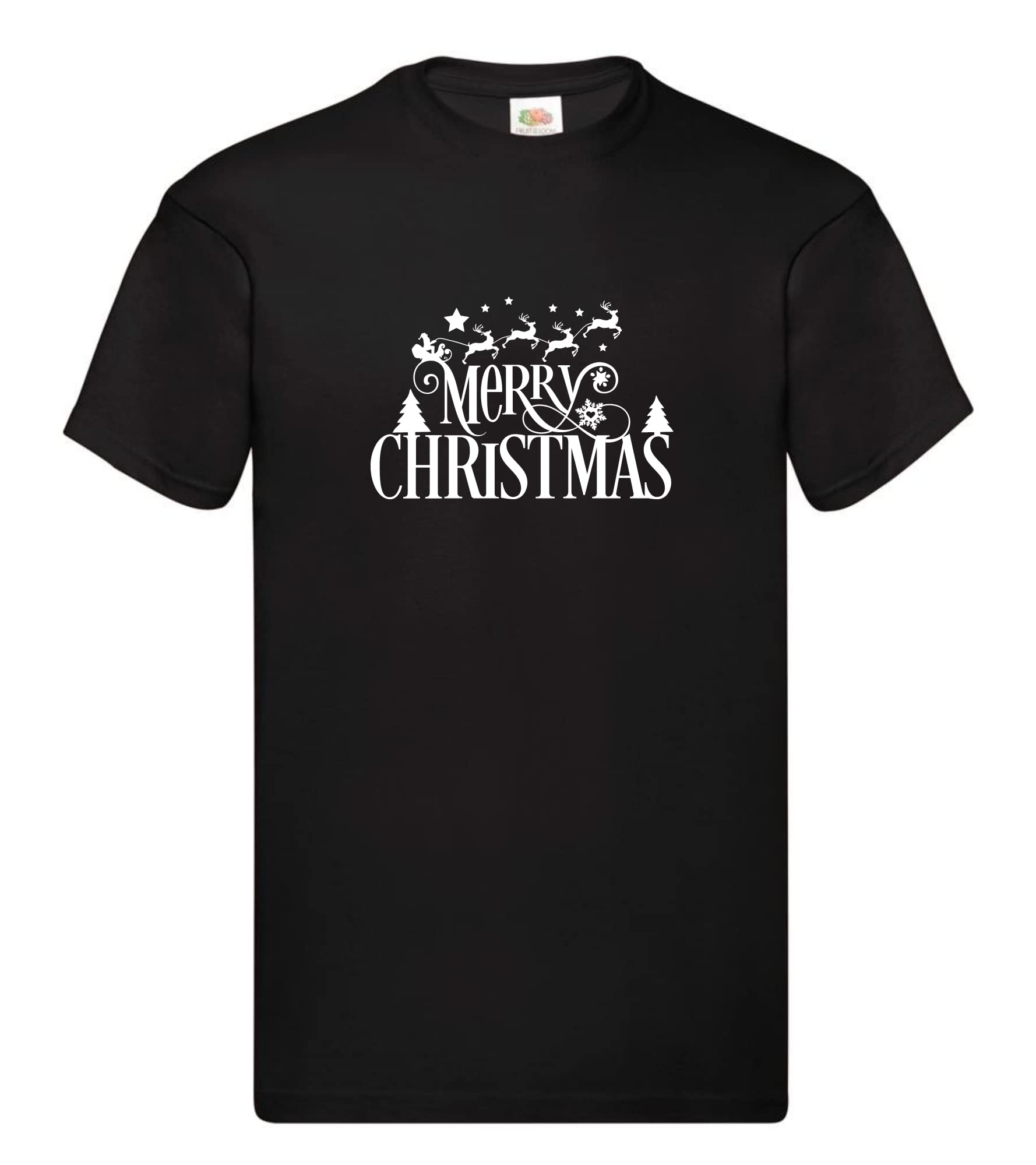 Saute Styles Unisex Black - Merry Christmas Mens Christmas T Shirts Ladies Xmas T-Shirts Tee Tops Womens Novelty Funny Holiday T-Shirt Merry Christmas Bk L