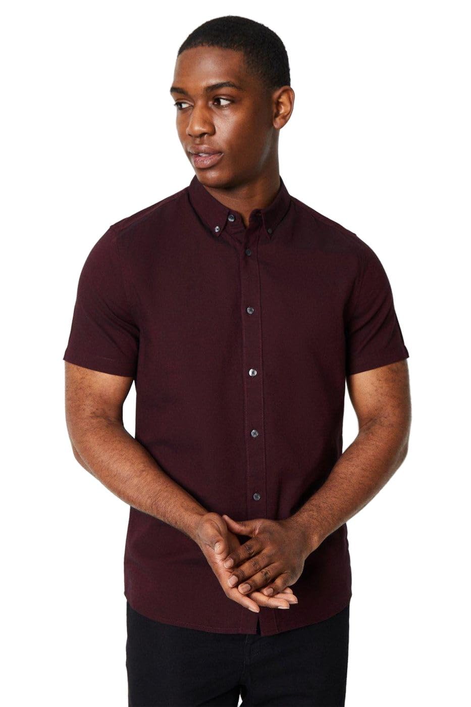 Burton Men's Burgundy Short Sleeve Oxford Shirt | Size: Medium