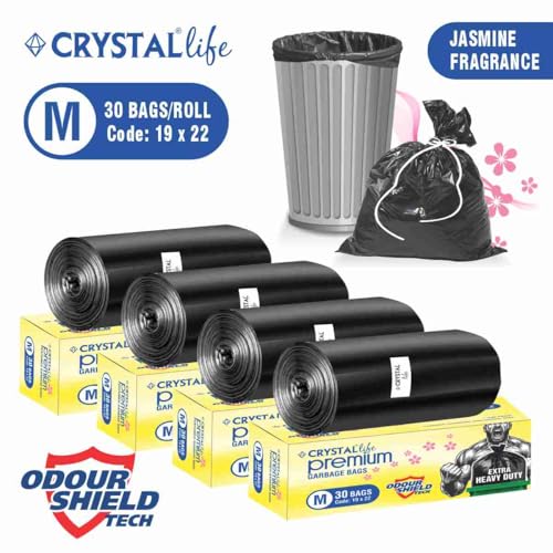Image of Crystal Premium Garbage Bags Black, Medium 19x21 Inches, 120 Bags
