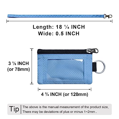 Image of CHENSPRX Minimalist RFID Blocking Small Wallet with ID Window,WaterResistant Zip Id Case Wallet with Lanyard Keychain for Cards,Cash,Travel,Women,Men