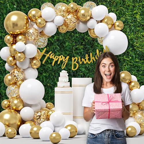 Image of Special You Birthday Decoration Items for Girls, Women, White & Golden Balloons for Decoration, Birthday Balloons for Decoration, Happy Birthday Decoration, Birthday Celebration Kit - 36 Items