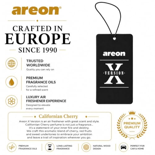 Image of AREON X Californian Cherry Paper Hanging Car Air Freshener - Pack of 12