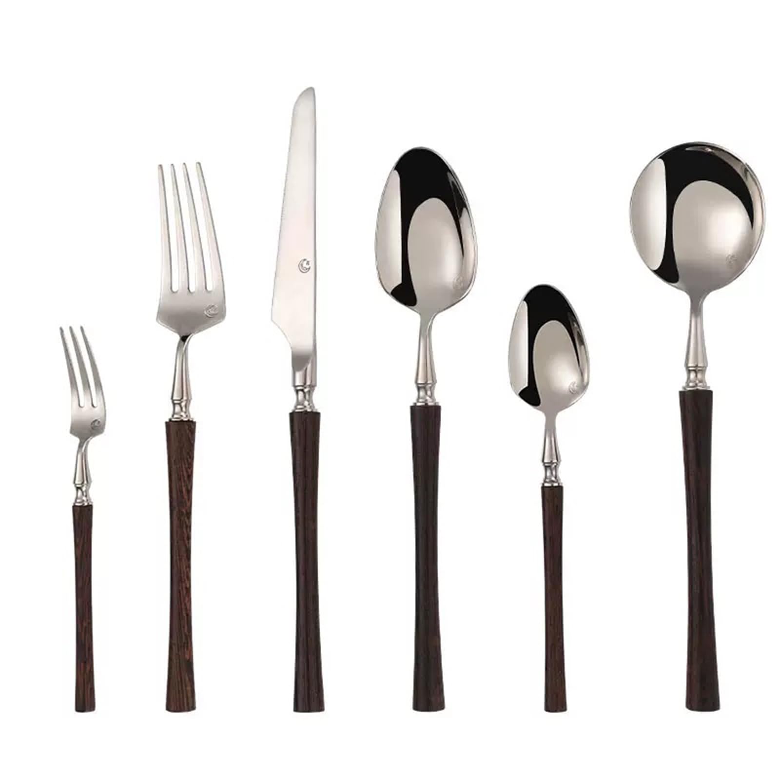Este Juego de Cubiertos de 36 Piezas Incluye 6 Cubiertos con Mango de Madera, Utensilios de Acero Inoxidable 18/8, vajilla Estilo francés para el hogar, Cocina y Banquetes, Acabado Pulido, a