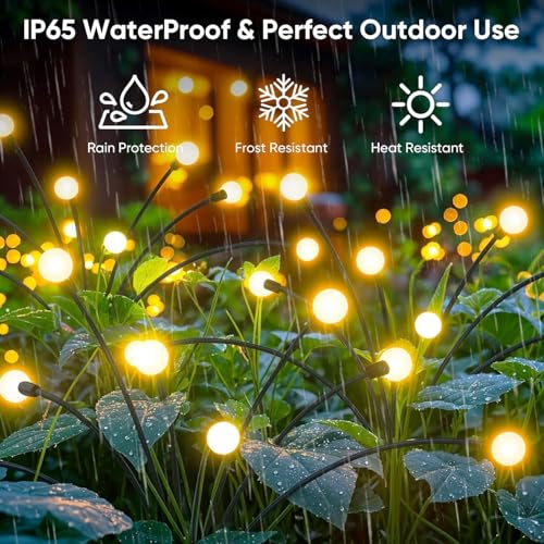 OBSYDIUM Solar Garden Lights Outdoor, Firefly Starburst, IP65, Warm - Image 5