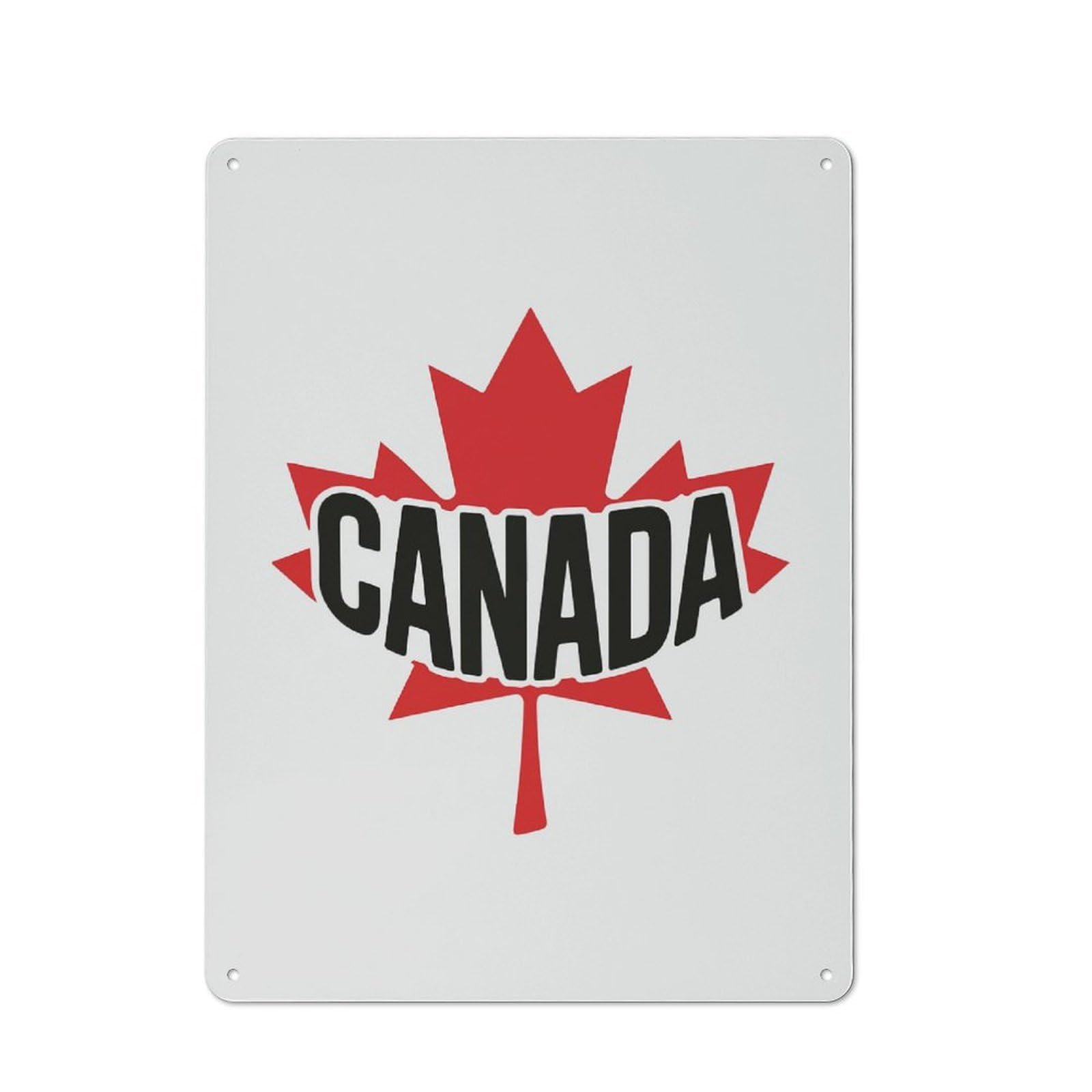Junmoney Canada Maple Leaf Logo Vintage Metal Sign 40X30cm For Lounge Or Reading Corner, For Garage, Workshop And Man Cave Decoration