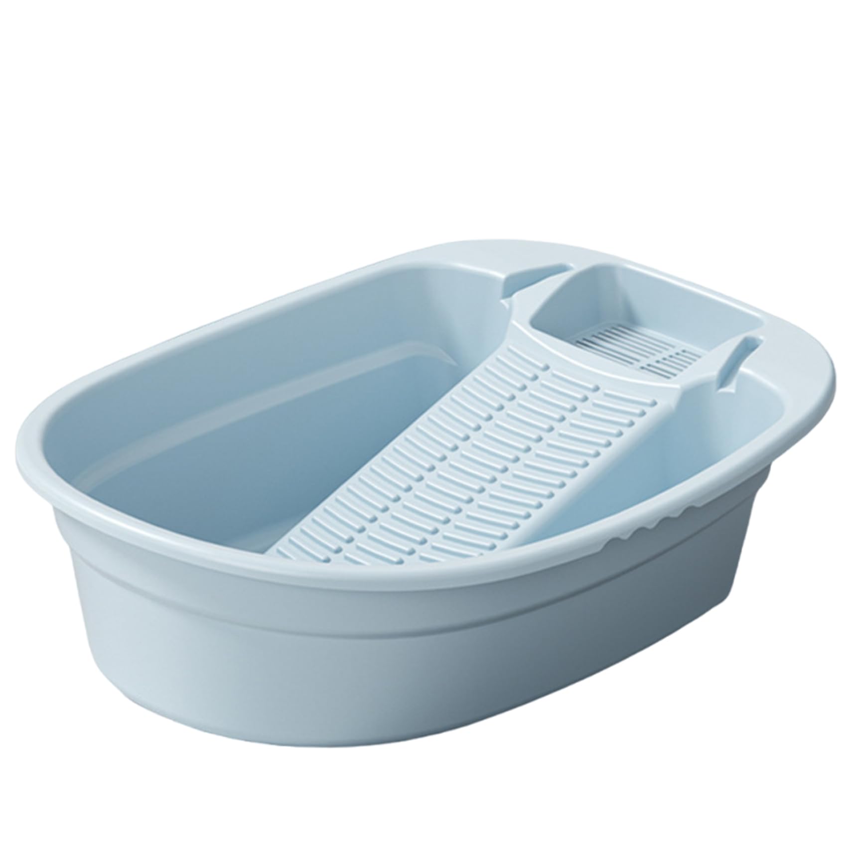 Wash Basin, Plastic Hand Wash Tub with Integrated Washboard, Non-Slip Laundry Basin for Clothes & Socks, Blue, 48x18 cm