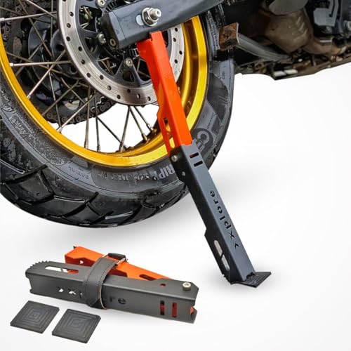 Image of Xplore Moto Jack for Bike Chain Maintenance, Cleaning, and Puncture Check Assistance - Compatible with Double-Sided Swingarm Bikes, Motorcycles Under 300kg (Orange)