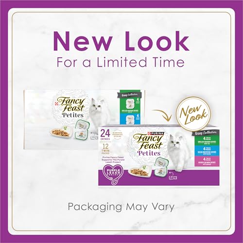 Image of Fancy Feast Purina Gourmet Wet Cat Food Variety Pack,Petites Gravy Collection,Break-Apart tubs,48 Servings - 2.8 oz. Tubs,(Pack of 24)